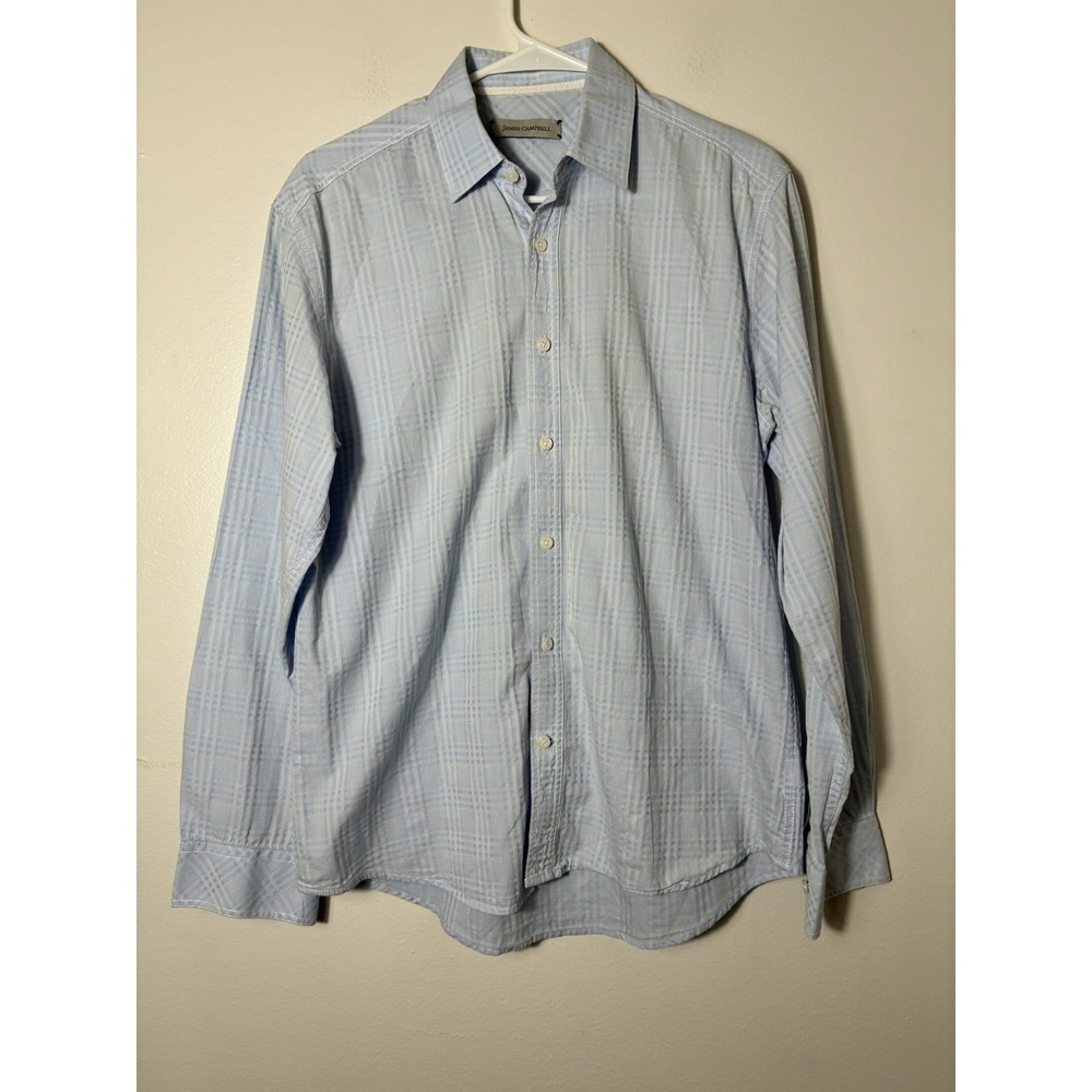 James Campbell Button Up Shirt Long Sleeve Men's M Light Blue Preppy Office